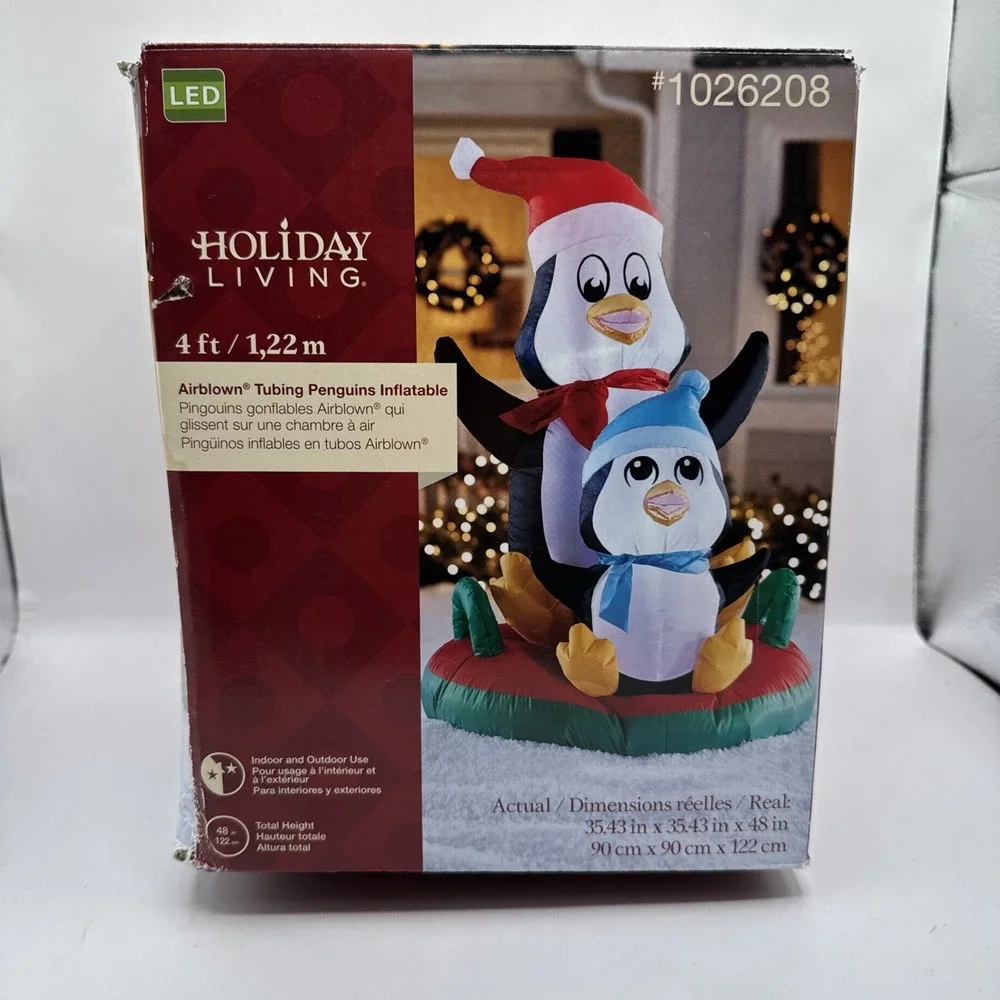 Gemmy Airblown Inflatable Penguins On‎ Tube 4 ft Christmas Holiday Yard Decor